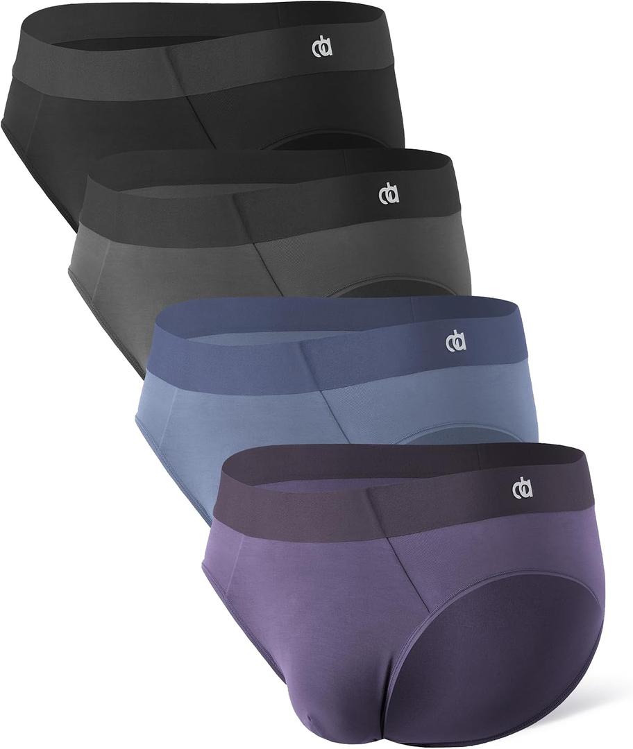 DAVID ARCHY Seamless Men's Briefs Modal Ultra Soft Breathable No Fly Support Pouch Mens Underwear Briefs 4 Pack (XL)