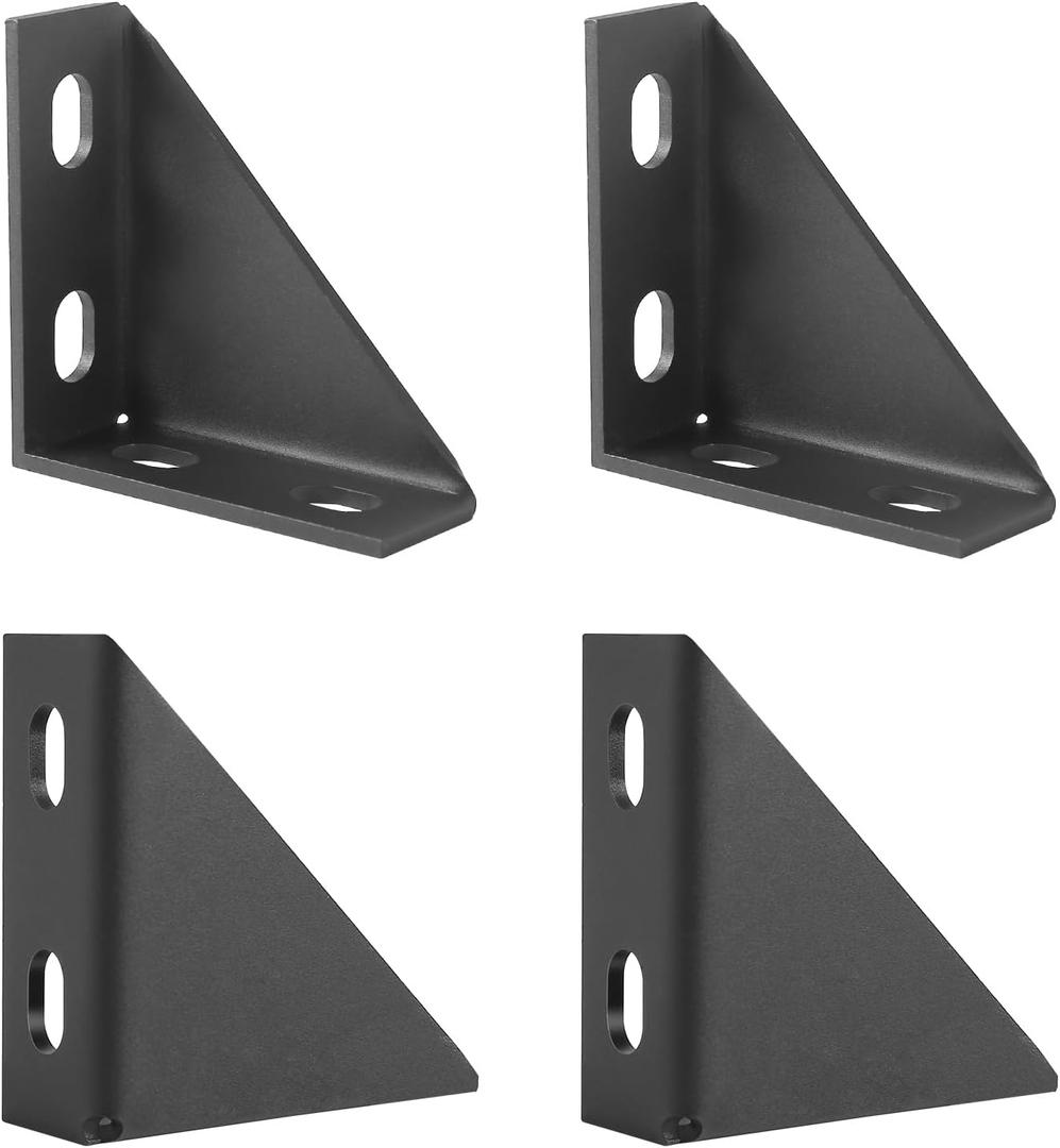 4 Pcs 90 Degree Gusseted Fittings,4 Hole Right Angle Connector Brackets, Heavy Duty Truss Angle Brackets, with 1-5/8 Channel for Industrial BuildingMounting Trailer Columns and Shelving