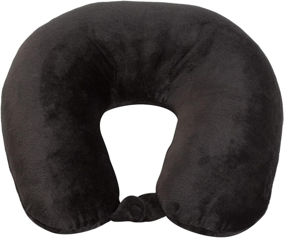 Adult Cozy Soft Microfiber Neck Pillow for Travel  Compact, Machine Washable - Perfect for Airplane, Car, or Home Use - Filled and Finished in The USA  Black