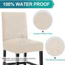 Turquoize 100% Waterproof Bar Stool Cover Stretch Washable Barstool Seat Covers Set of 2, Removable Bar Chair Covers with Backs, Counter Height Chair Cover for Kitchen Dining Room Cafe (2, Ivory)