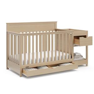 Graco Shiloh 5-in-1 Convertible Crib & Changer with Drawer GREENGUARD Gold Certified Baby Crib Crafted from Wood, Converts to Toddler Bed, Daybed, and Full-Size Bed (Driftwood)