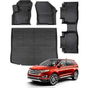 4 PCS for Ford Edge Floor Mats & Cargo Liner 2024 2023 2022 2021 2020 2019 2018 2017 2016 2015, All Weather Protection Floor Mats&Trunk Cover for Ford Edge Interior Accessories 2015-2024