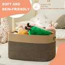 75L Large Cotton Rope Basket, Soft Toy Storage Bin for Nursery & Living Room, Decorative Blanket Basket for Bedroom, Baby-Safe Organizer for Pillows &Laundry, 22''×17''×12'', Brown & Black