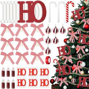 Roowest 37 Pcs Christmas HOHOHO Decorations DIY Foam Hanging Peppermint Ornaments for Christmas Tree Candy Lollipop Craft for Xmas Tree Home Supplies