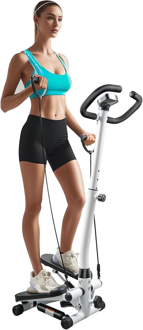 Stepper for Exercise at Home, Adjustable Tension and Handlebar, 300LBS MAX Weight Capacity with Resistance Bands, Stair Stepper Fitness Equipment for Women Men Daily Cardio Workout