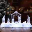 13 Inch Nativity Sets Indoor Decor for Christmas LED Acrylic Clear Lighted Musical Nativity Scene People Set Decorations for Xmas Home Table Shelf Christmas Religious Gift
