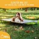 CANINE CANYON Daisy Cot, Large Foldable Elevated Dog Bed, Portable Raised Outdoor Folding Dog Cot, Cooling, Chew Proof, Waterproof, Heavy Duty Up to 160 Lbs for Camping/Home, Brown, 43"x27"x7