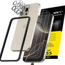 NEW'C 3x for iPhone 16 Pro Screen Protector (6.3 inches)+ 3x Camera Lens Protector, Sensor Protection, Case Friendly Tempered Glass Film + Dust Plug- Easy installation tool include (Transparent)