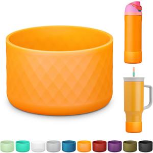 Silicone Boot for Owala Water Bottle 24 oz 32 oz 40 oz, Anti-Slip Protective Sleeve for FreeSip/Twist/Flip Stainless Steel Water Bottles Accessories (orange)