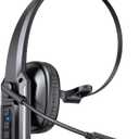 Bluetooth Headset, Trucker Bluetooth Headset with Noise Cancelling Microphone & Mute Button, 60Hrs Working Time, Wireless On-Ear Headphones with Mic for Work/Cellphone/Laptop/Office - Black