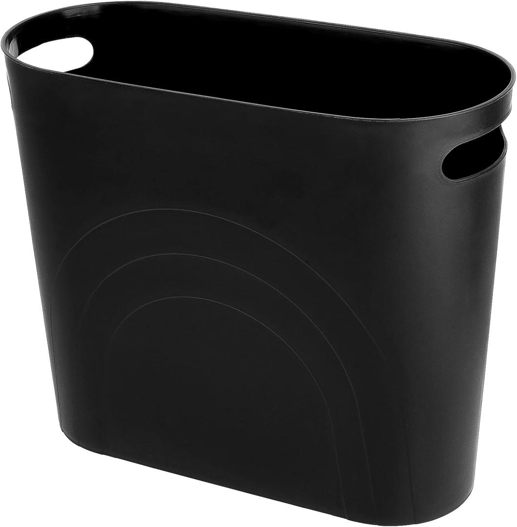 zoocatia Small Trash Can Garbage Can Container Bin with Handles 3 Gallons Plastic Wastebasket for Bathrooom, Bedroom, Office, Kitchen, Laundry Room, Dorm Room - Black (1 Pack)