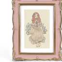 PHAREGE Pink Gold Vintage Frame for 5x7 inch Picture, Ornate Antique Frame with Mat for 4x6 inch Photo, Horizontal or Vertical, Tabletop or Wall
