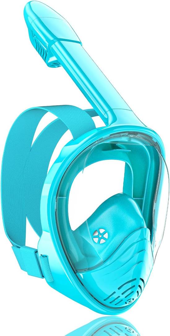 QingSong Kids Snorkel Mask Full Face, Snorkeling Set with Camera Mount, Foldable 180 Degree Panoramic View Snorkeling Gear Anti-Fog Anti-Leak (X-Small, Scuba Blue)