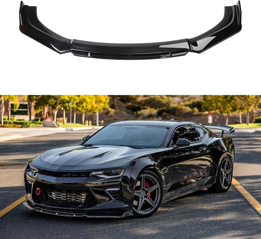 4PCS Universal Car Front Bumper Lip Body Kit Splitter Spoiler Diffuser Protector - Gloss Black,Black Tongue
