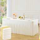 6 Pack Ivory Table Cloth for 6 Foot Rectangle Tables Spandex Fitted Tablecloth 6ft Stretch Table Covers Skirt Ivory Banquet Tablecloths Wrinkle Free Tablecloth for Party Wedding Birthday Event