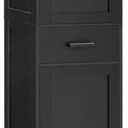 usikey 67'' Tall Storage Cabinet with 4 Shelves & 2 Doors, Bathroom Cabinet with 1 Drawer, Narrow Storage Cabinets for Bathroom, Living Room, Home Office, Black