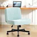 Criss Cross Chair with Wheels,Thick Padded Fabric Cross Legged Office Desk Chair with Pocket Springs Cushion,Dual-Purpose Base,Wide Adjustable Computer Home Office Vanity Chair,Mint Green