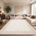 Garvee 8x10 Washable Living Room Area Rug Scalloped Neutral Non Slip Rugs