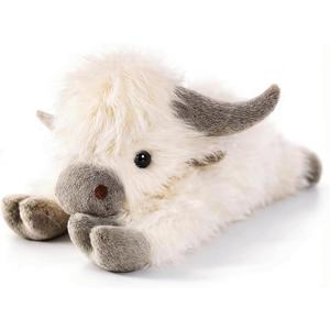 uoozii 24" | 5 Pounds Highland Cow Weighted Stuffed Animals with Removable Unscented Microwavable Pouch, Cute Coolable Warmable Weighted Plush Gift for Kids & Adults (White & Brown)