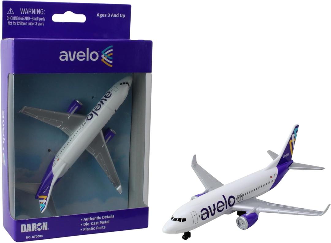 Daron Toy Airplane  Avelo Airlines  Die-Cast Metal Model 737 Plane with Plastic Parts and Rolling Wheels for Kids Ages 3+