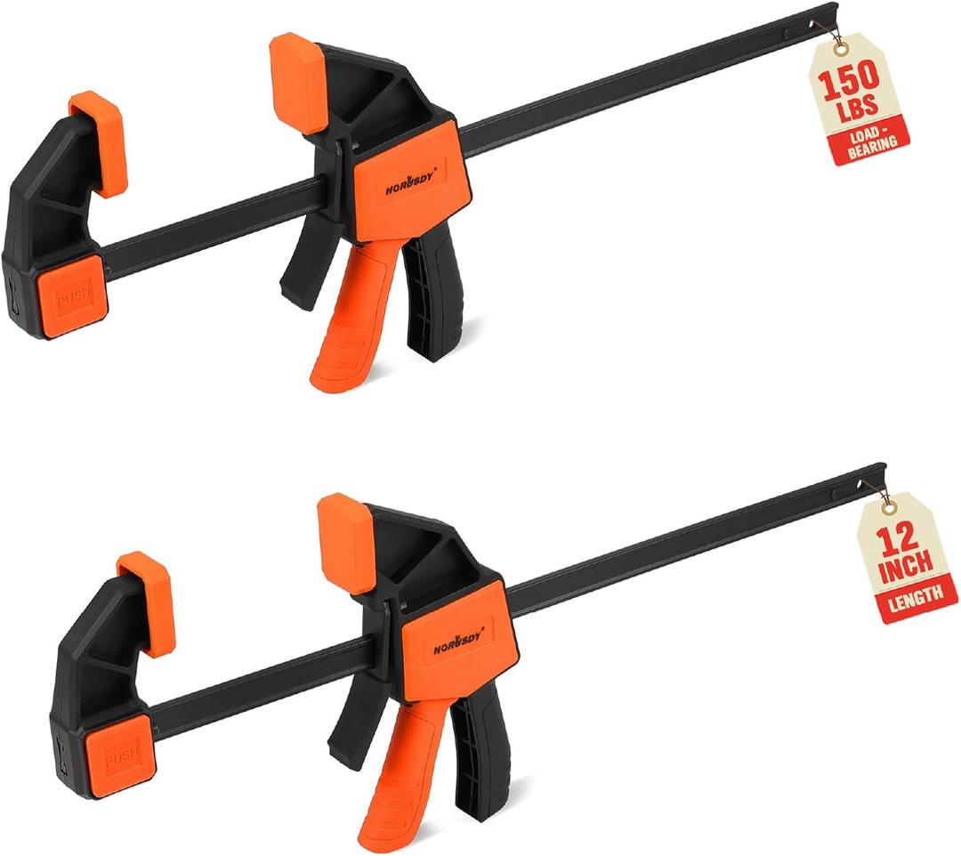 HORUSDY 12'' Bar Clamps for Woodworking, 2PCS Quick F Wood Working Clamps Sets, with 150 LBS Load Limit (Orange)
