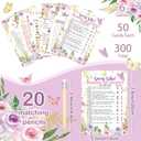 Sherr 320 Pcs Purple Butterfly Baby Shower Games: 6 Games Each 50 Sheets with 20 Pencils, Includes Baby Descriptions and Wishes, Guess Who, Bingo, Word Search