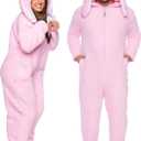 Funziez! Slim Fit Sherpa Adult Onesie - Animal Halloween Costume - Plush One Piece Cosplay Suit for Women and Men, S