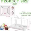 5 Pack Bento Cake and Cupcake Box with Gift Ribbon,Clear Window 1+2 Combination Bento Boxes,4-5in cake and 2 Cupcakes Combo Box Rectangle Cupcake Holder for Birthday Party Baking Supplies (1+2/5Pcs)