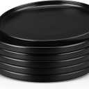 Herogo Stoneware Dinner Plates Set of 6, 10.5" Ceramic Round Plate Set, Large Dinnerware for Home Kitchen, Microwave, Oven & Dishwasher Safe, Matte Black