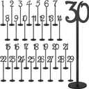 30 Pcs Wood Table Numbers Wedding 130 for Reception Stands Seat Table Numbers with Holder Base for Wedding Party Event Catering (Black)