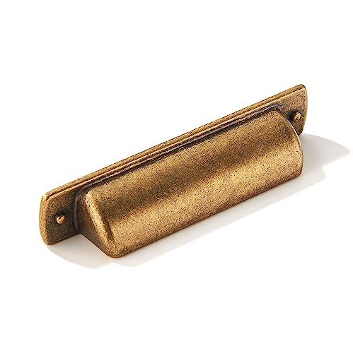 khtumeware 15 Pack 3"(76mm) Drawer Pulls Antique Brass Cabinet Cup Pulls Kitchen Hardware Cabinet Handles Drawer Handles Knobs 3 inch Hole Center
