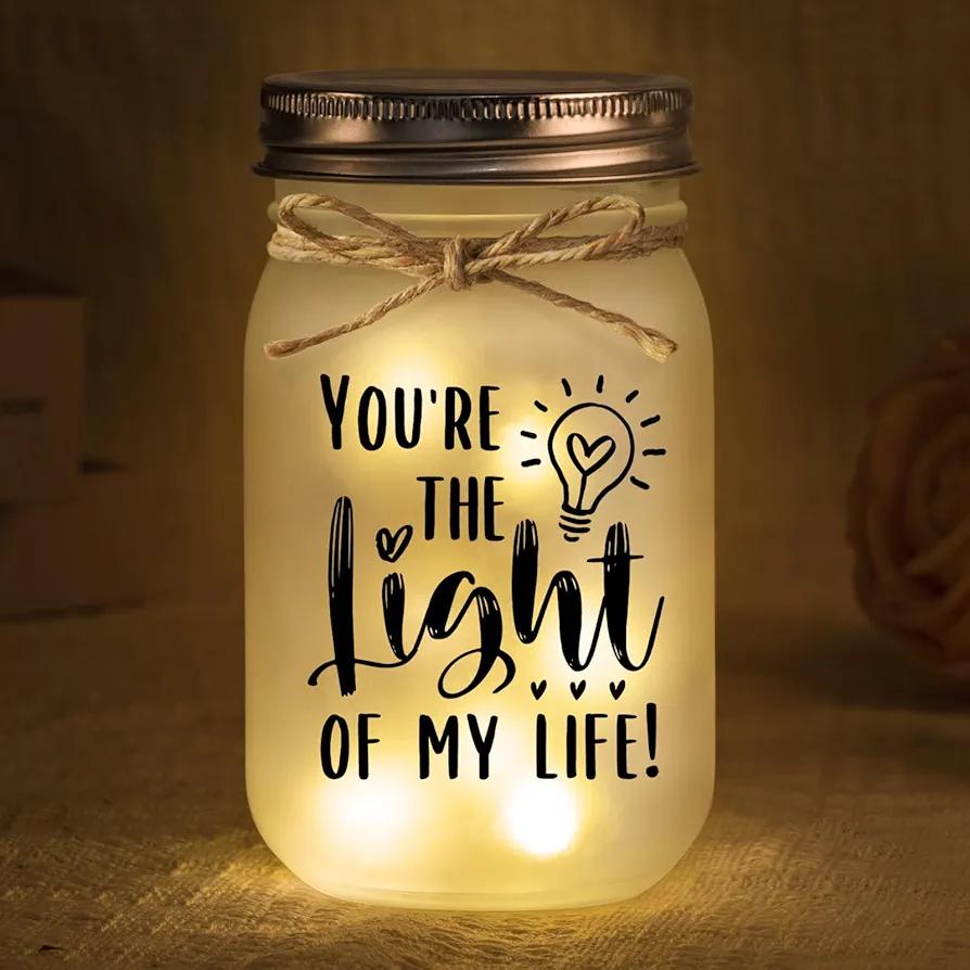BeneCharm Friendship Gifts for Women Birthday, Thank You Appreciation Gifts for Women, You are The Light Mason Jar Night Light, Friendship Gift for Best Friends, Besties, Teachers, Nurse, Moms