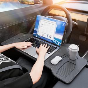 Foldable Car Tray for Tesla Model 3 Model Y,Carbon Fiber Car Food Tray | Laptop Car Desk | Multipurpose Travel Car Accessories (ST-3605)