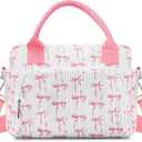 TESAFNG Lunch Box for Women Insulated Lunch Bag Cute Corduroy Lunch Tote Bags Lightweight Reusable Leakproof Cooler Bag with Adjustable Shoulder Strap for Work Office Travel Picnic (Pink Bow)