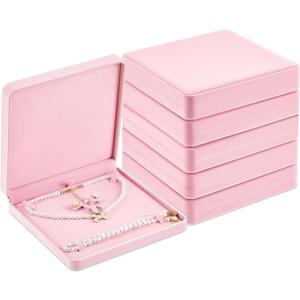 Yinkin 6 Pcs Velvet Jewelry Set Box Jewelry Display Case Earring Ring Bracelet Necklace Gift Box Pearl Necklace Storage Case for Mother's Day Wedding Travel Anniversary(Pink)