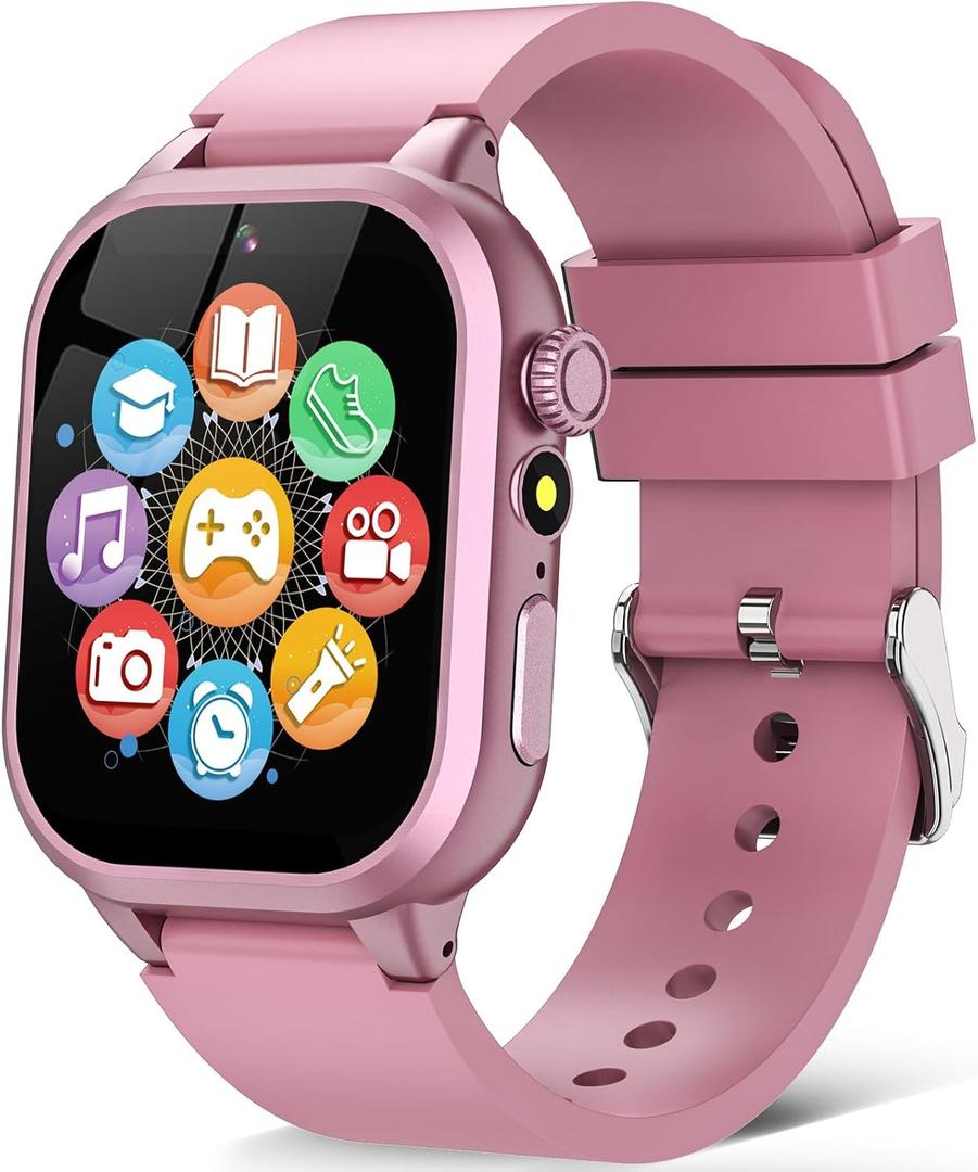 OVV Kids Game Smart Watch 1.54" HD Touch Screen, 30+ Educational Games, Camera, Pedometer, Alarm, MP3 Player, Auidobook, Learn Card,Time Tools, Parental Control, Wrist Watches for Boys Girls Age 4-12 (Pink)