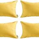 MIULEE Pack of 4 Decorative Outdoor Waterproof Summer Pillow Covers Square Garden Cushion Cases PU Coating Throw Pillow Cover Shell for Tent Park Couch 12x20 Inch Yellow