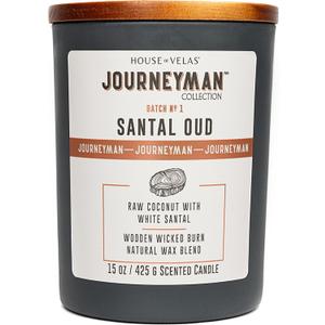 Journeyman Collection Candle, 15oz, Wooden Wick, Santal Oud, Large Painted Jar