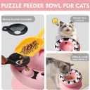 Cat Puzzle Feeder Slow Food Bowl Interactive Slow Feeder Bowl for Indoor Cats, Treat Dispensing Enrichment Toy,Mental Stimulation and Boredom Relief (Pink)