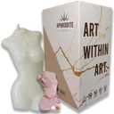 | 6" Aphrodite Female Form Candle | Large Goddess Bust | Glass Figure Hidden Inside of Wax | Art Home Decor and Gift (White, Unscented with Figurine)