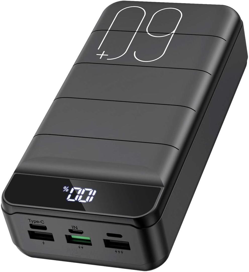 Portable Charger Power Bank 60000mAh 22.5W USB C Fast Charging Battery Bank with 4 Outputs & 3 Inputs LED Display Huge Capacity External Battery Bank LED Display for iphone, Samsung, Google etc