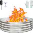 60 Inch Large Round Fire Pit Ring, Galvanized Steel Outdoor Bonfire Ring for Backyard & Camping, Sturdy, Rust-Proof & Easy to Install (551 FT)