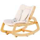 MallBest 3-in-1 Baby Bouncer Adjustable Wooden Rocker Chair Recliner with Removable Cushion and Seat Belt for Infant to Toddler (Beige)