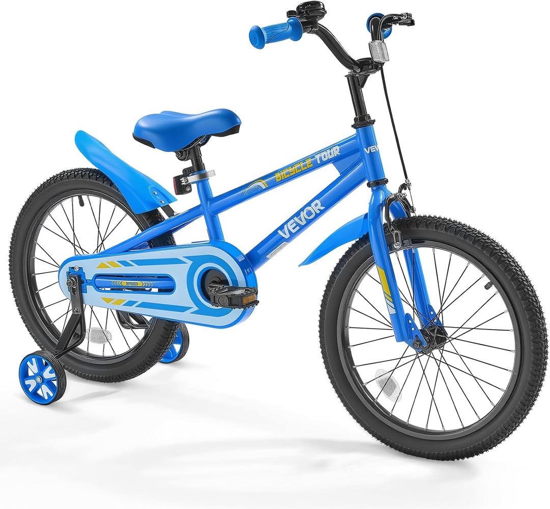 VEVOR Kids Bike, 14/16/18 Inches BMX Style Children Bicycle, Training Wheels Included, Sturdy and Easy to Assemble, Toddler Bike for Boys & Girls Learning to Ride, Blue