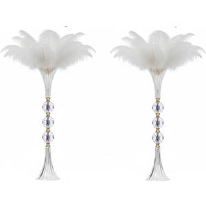 24.8in Crystal Vases for Flowers, 2Pcs Clear Trumpet Acrylic Vases for Centerpieces, Tall Flower Stands for Table Wedding Reception Party Event Home Decor