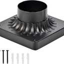 Outdoor Post Light Mounting Base, Pier Mount Base with Matte Black Finish, for Post Lights Only, Fits 3-Inch Diameter Light Posts, for Porch, Deck & Patio, 5.7" X 5.7" X 2.9" With 3" Diameter Fitter