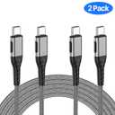 Durcord 2Pack 10ft USB C Charger Cable - 100W Fast Charging for Android/Phone/Pad, Type C to Type C Compatible with iPhone 17/16/15 Pro Plus Max Silver