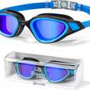 Freela Polarized Unisex Adult Swimming Goggles, UV400 Protection Anti Fog 180 Wide Clear View for Men Women Youth (Polarized Blue)
