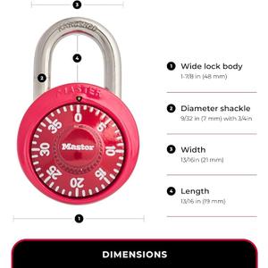 Master Lock 1530DCM School or Gym Locker Lock Combination Padlock, Back to School Essential, Pack of 1 