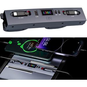 USB Hub for 2025 2026 Tesla Model Y Juniper, 2024 2025 Tesla Model 3 Highland Retractable Fast Car Charger Hub with 5 Port, Tesla Center Console Accessories for Phone Fast Charging Fit iPhone Samsung
